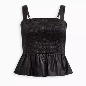Torrid women’s black Peplum Faux Leather Smocked sleeveless Top plus size 4 4x
